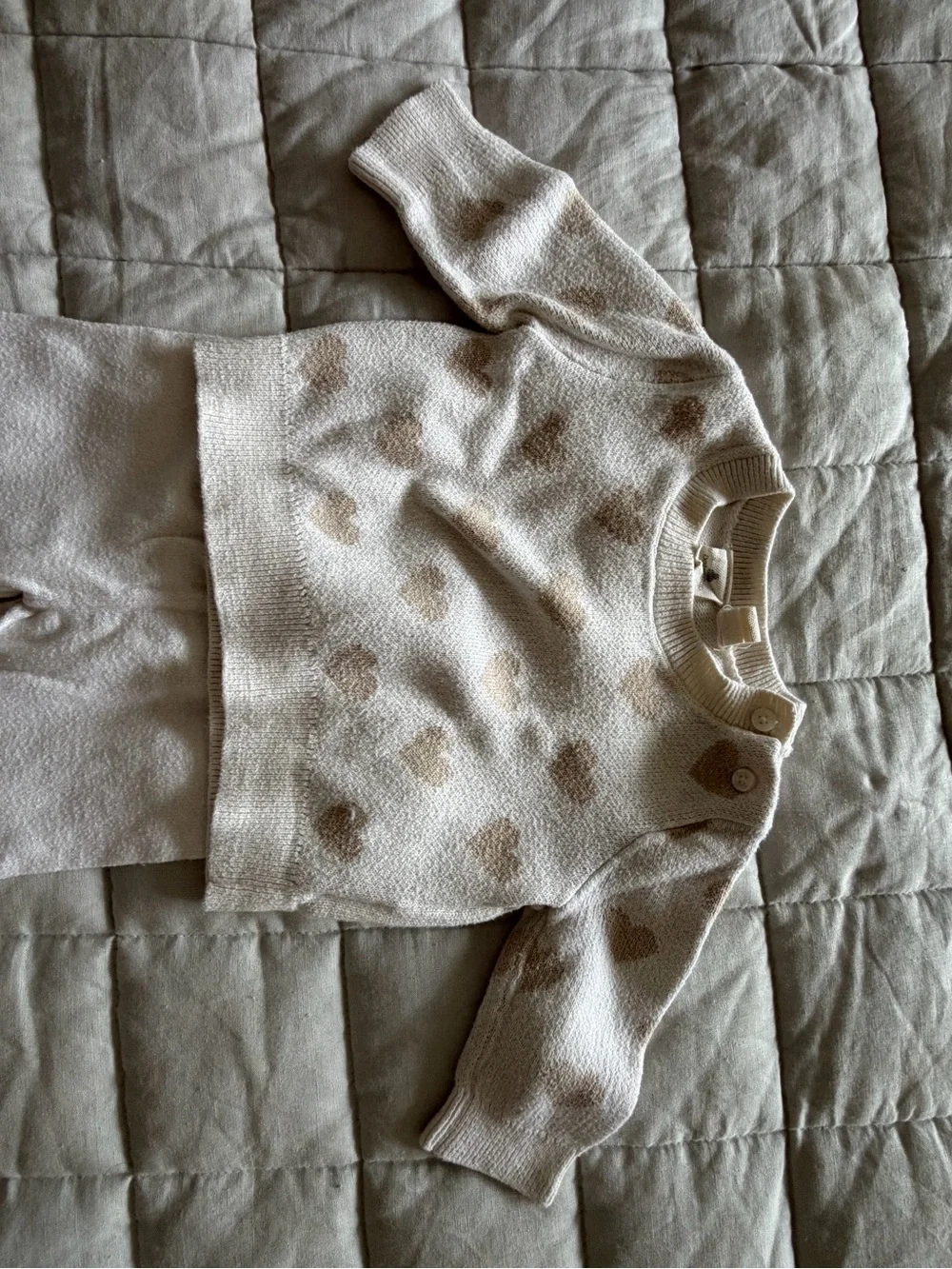 GAP Baby Cream Sweater with Beige Heart Pattern